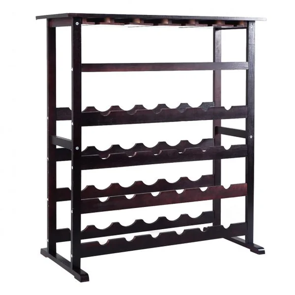 Étagère à vin Casier à vin 24 bouteilles Range bouteille avec 6 supports de verres à pied, 80 x 41 x 90.5 cm, Bordeaux