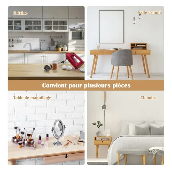 Étagère à Épices avec 2 Niveaux en Bambou et Acier inox Étagère Rangement Triangle