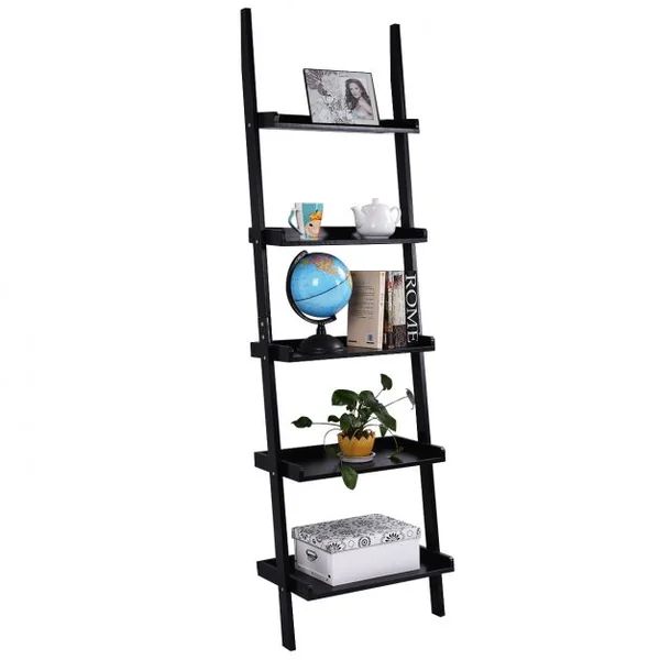 Étagère Échelle Étagère Murale avec 5 étages de Rangement pour Salle de Bain,Salon, etc.-Blanc