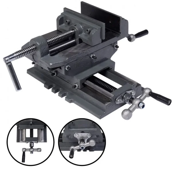 Étau d'établi 2 axes Étau à croix Empan 85mm pour perceuse à colonne Transversal 130mm Noir